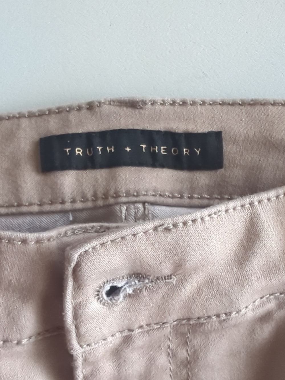 Truth & Theory Taupe Skinny Jeans with Gold Label